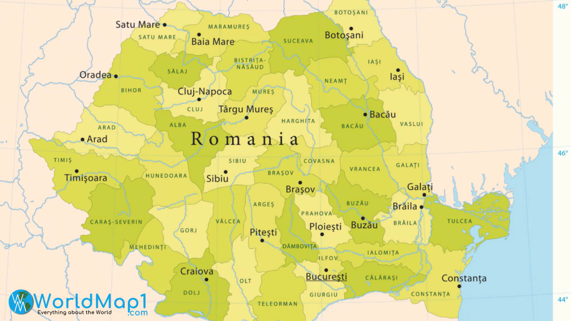 Romania Map with Regions